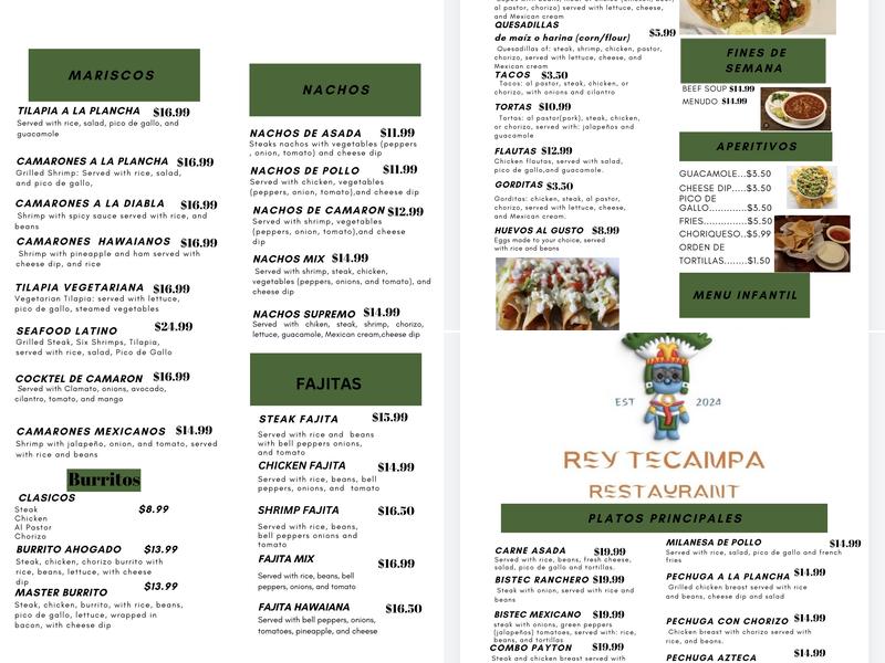 REY TECAMPA Menu