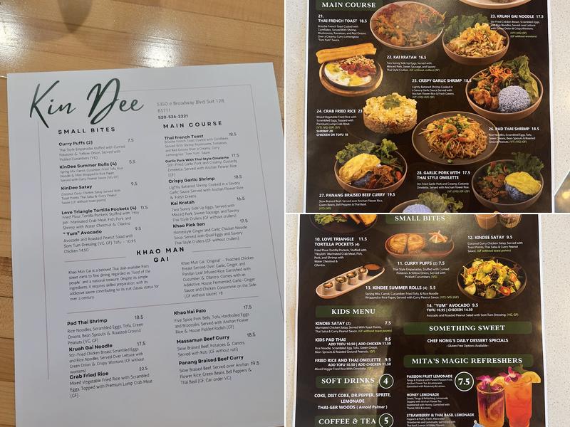 Kin Dee Thai Menu