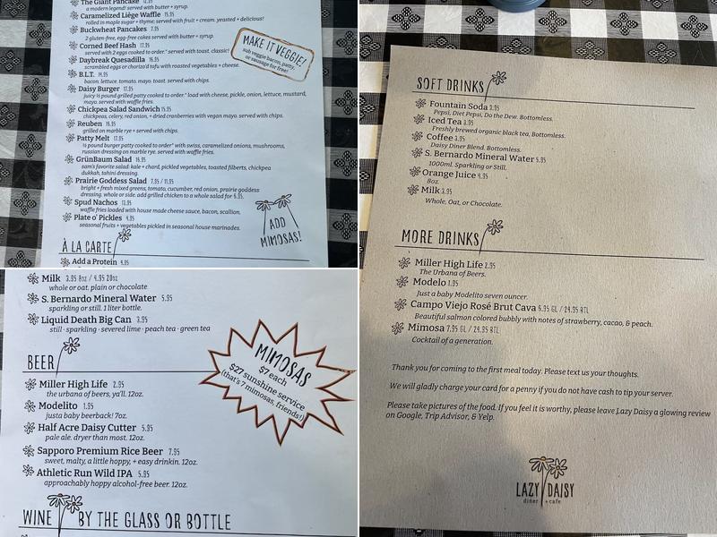 Lazy Daisy Diner & Cafe Menu
