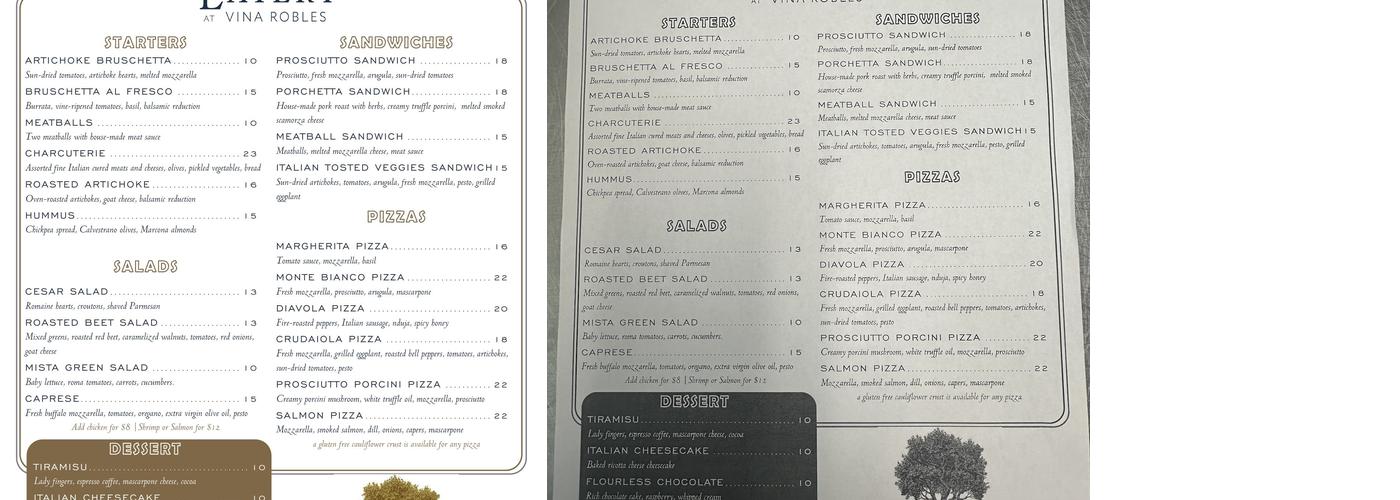 The Eatery at Vina Robles Menu