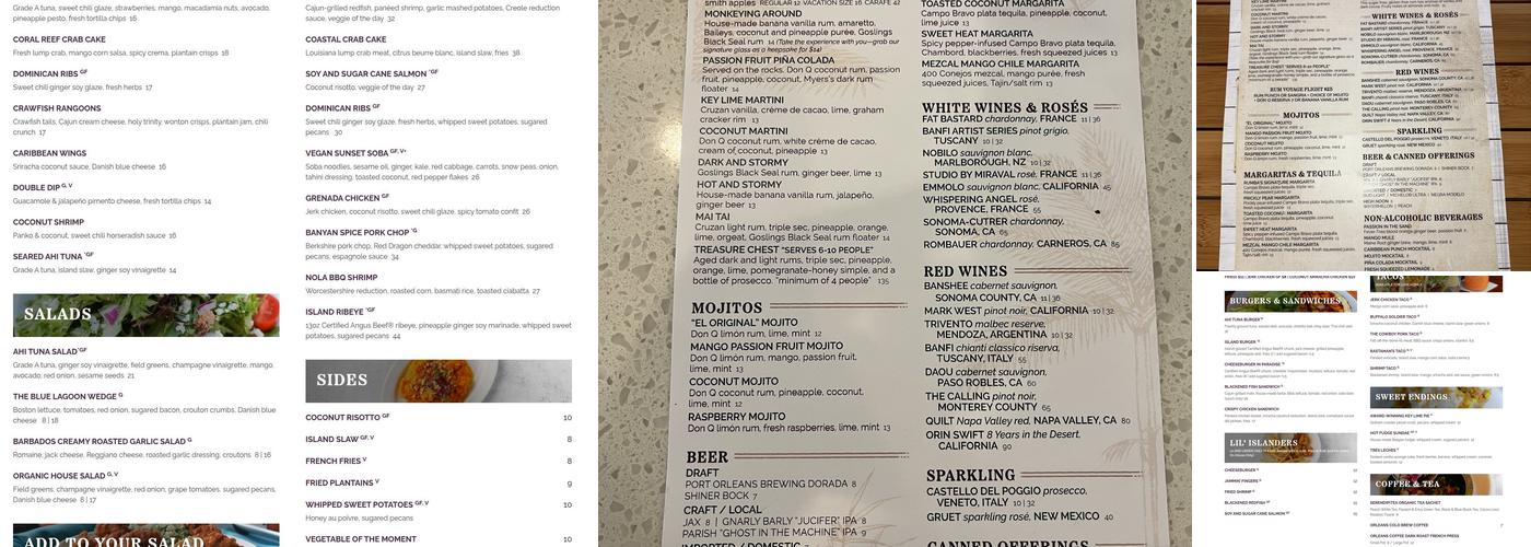 RUMBA Island Inspired Cuisine & Rum Bar Menu