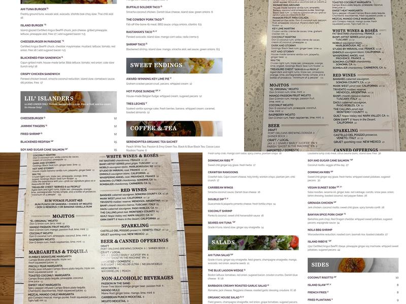 RUMBA Island Inspired Cuisine & Rum Bar Menu