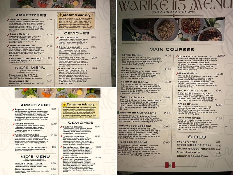 Warike 115 Menu