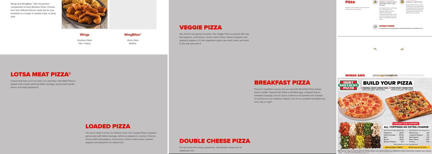Hunt Brothers Pizza Menu