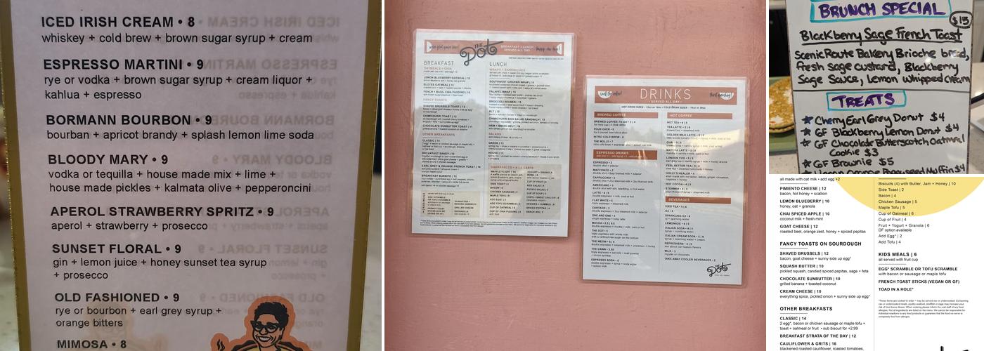 The Dot Cafe Menu