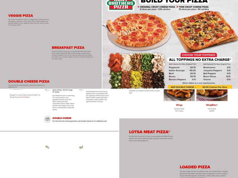 Hunt Brothers Pizza Menu
