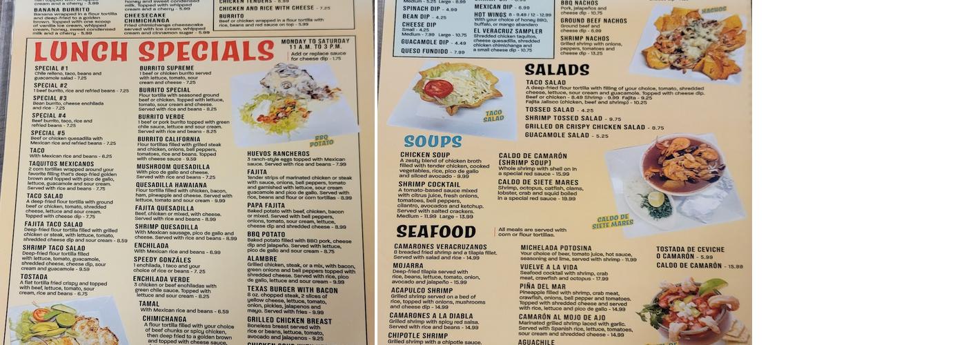 El veracruz Amory Menu