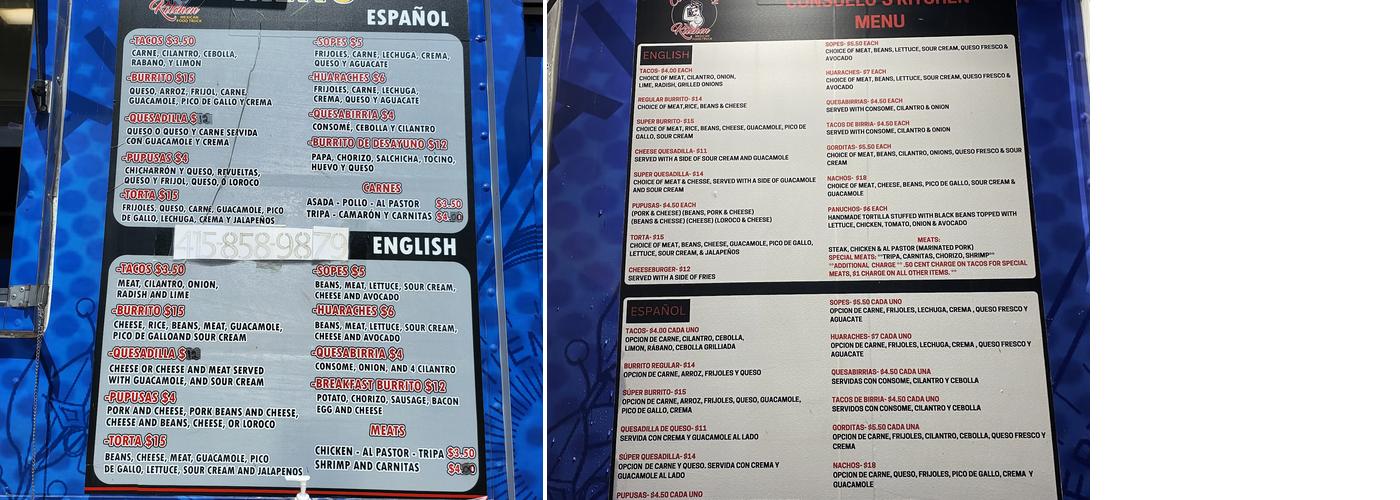 Consuelo's Kitchen Menu