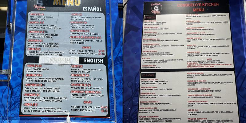 Consuelo's Kitchen Menu