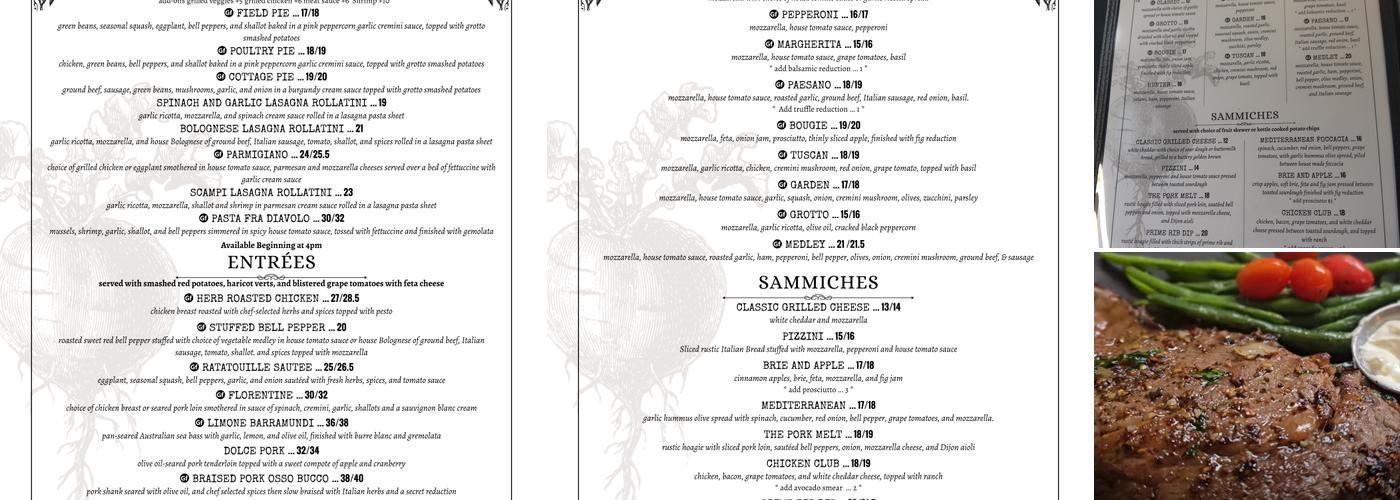The Grotto Menu