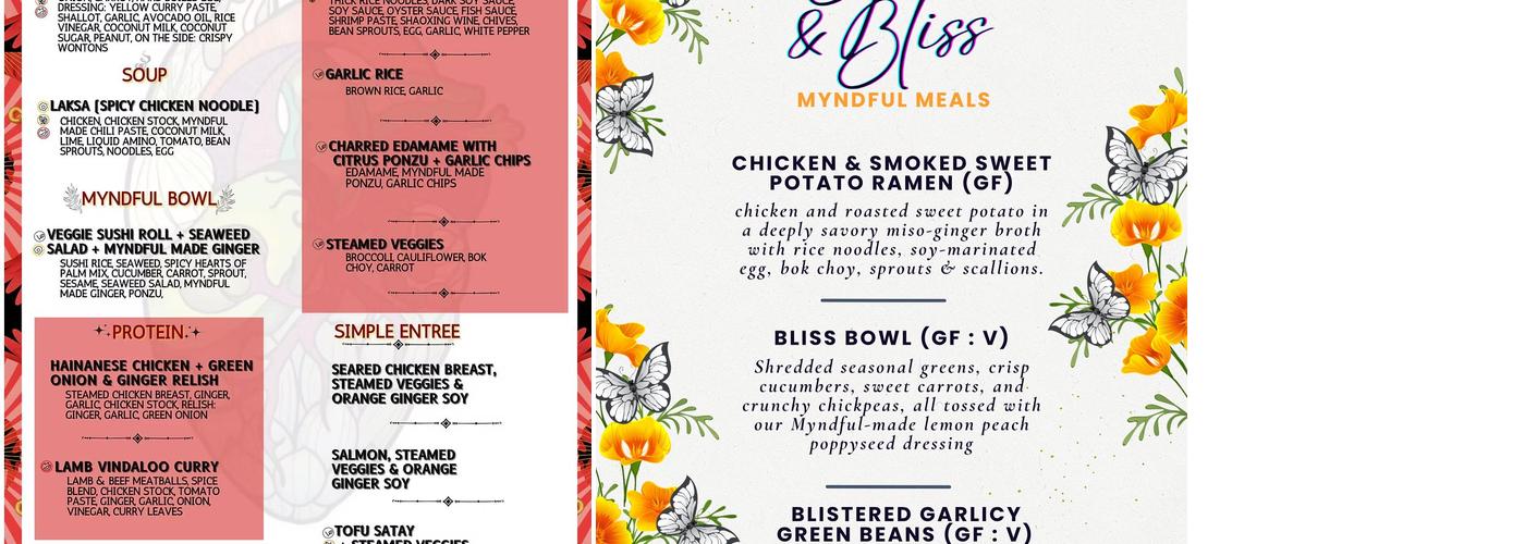 Myndful Meals Menu