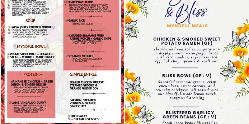 Myndful Meals Menu