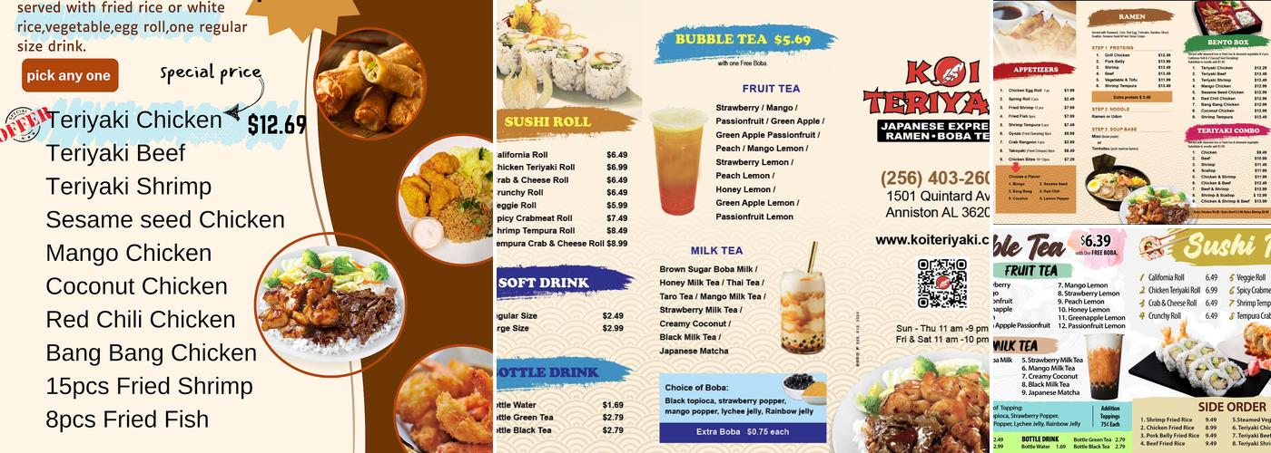 Koi Teriyaki Menu