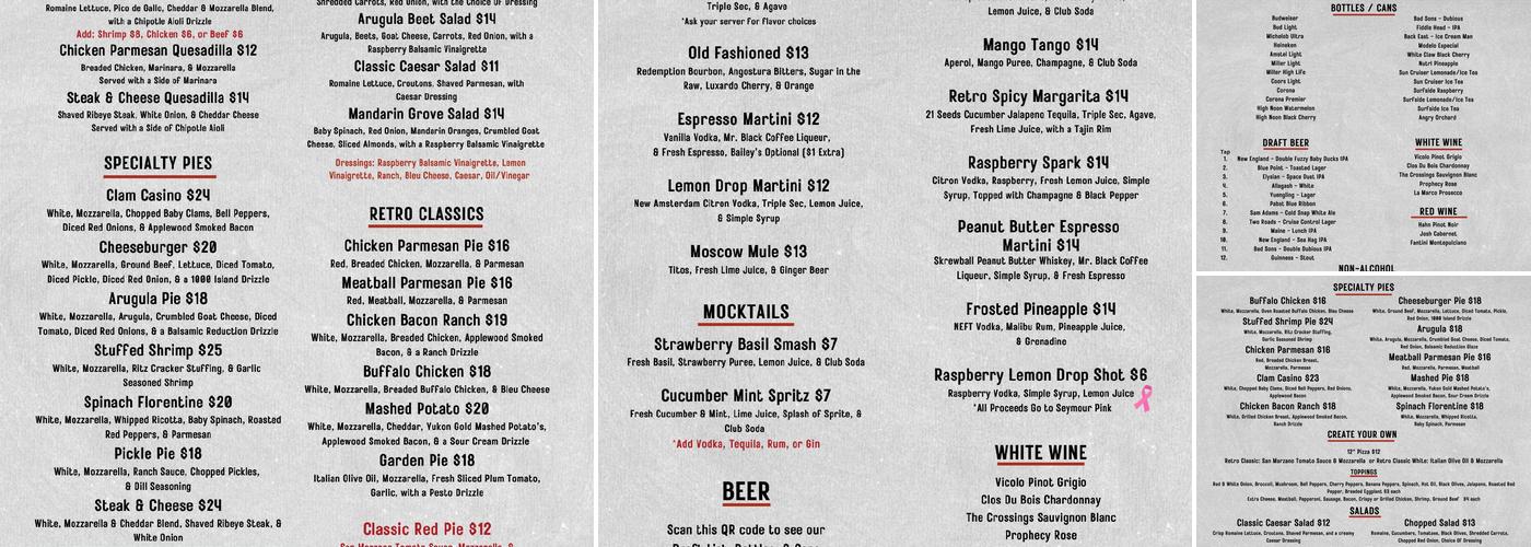 Retro Bar and Char Menu