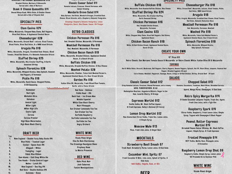 Retro Bar and Char Menu