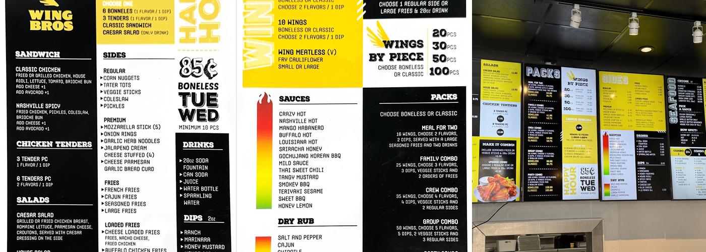Wing Bros Antioch Menu