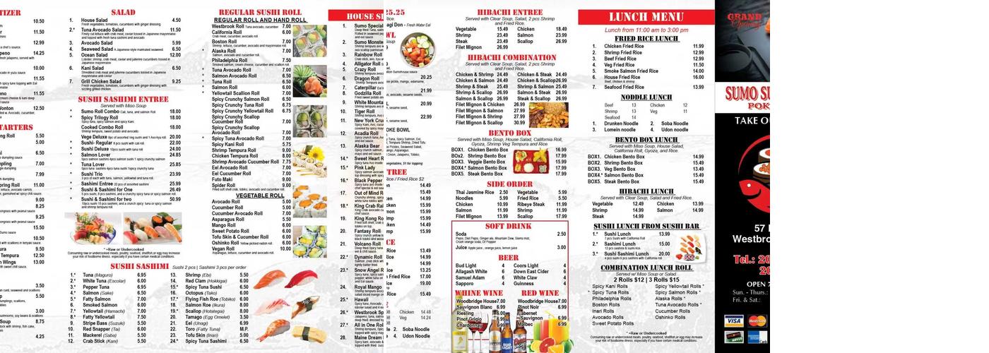 Sumo Sushi & Grill Menu