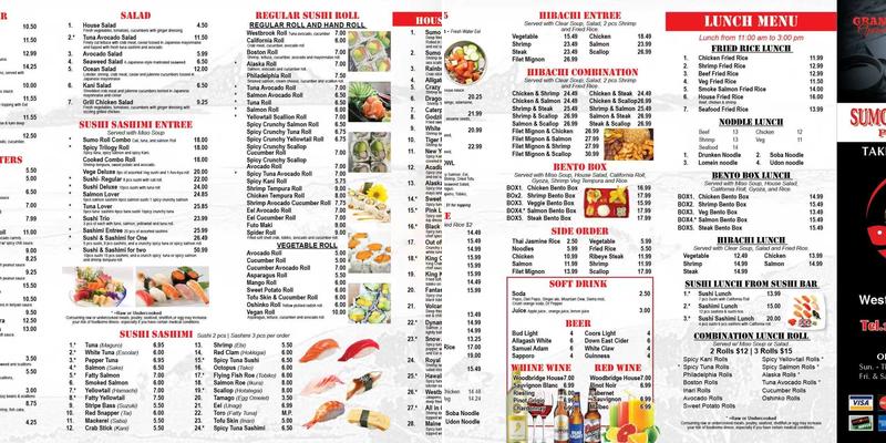 Sumo Sushi & Grill Menu