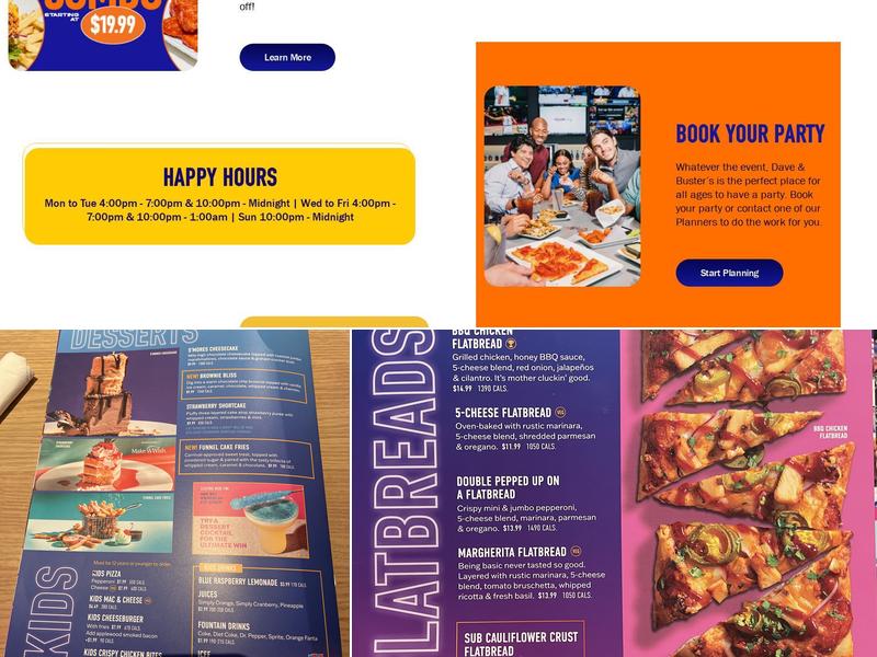 Dave & Buster's Lansing Menu