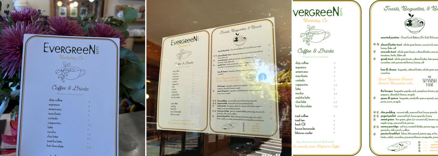 Evergreen Cafe Berkeley Menu