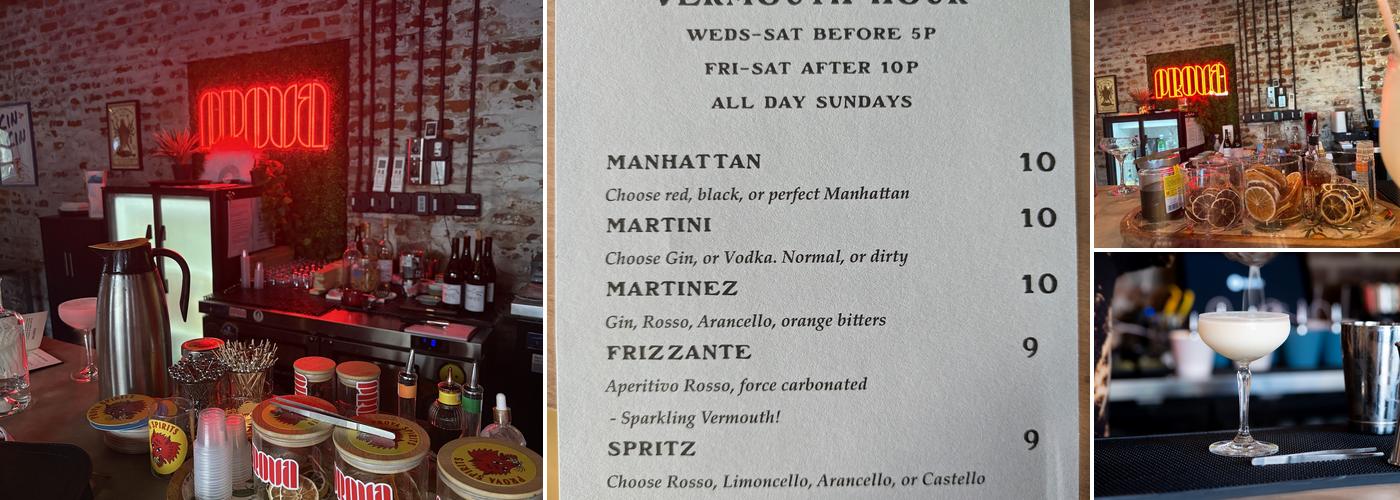 Prova Spirits Menu