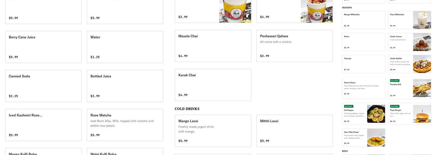 Karak Cha House Menu