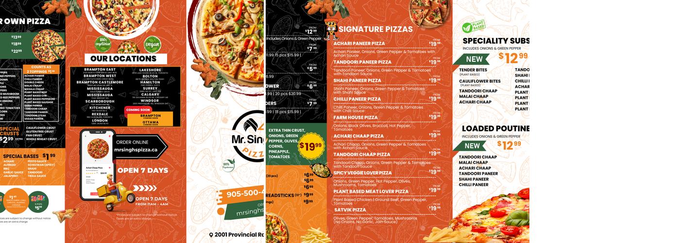 Mr. Singh's Pizza Cambridge Menu