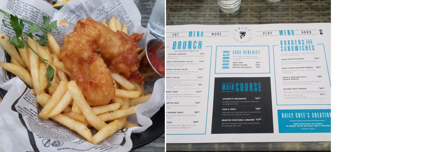 Prive Kitchen + Bar Menu