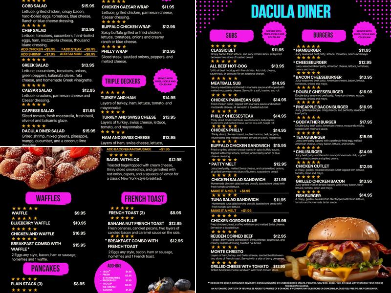 Dacula Diner Menu