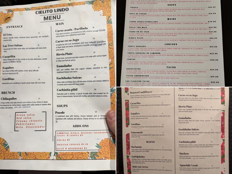 Cielito Lindo Menu