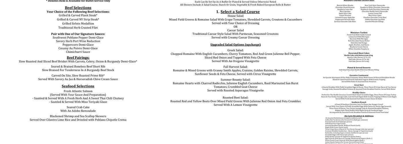 Chef's Choice Catering Menu