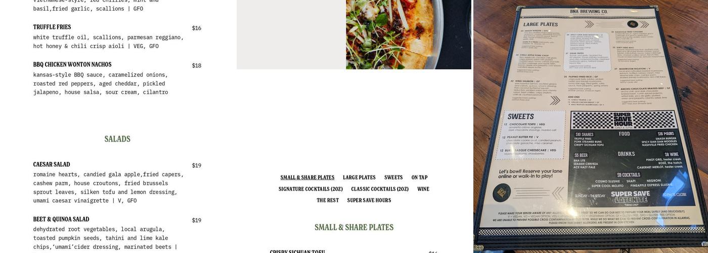 BNA Brewing Vernon Menu