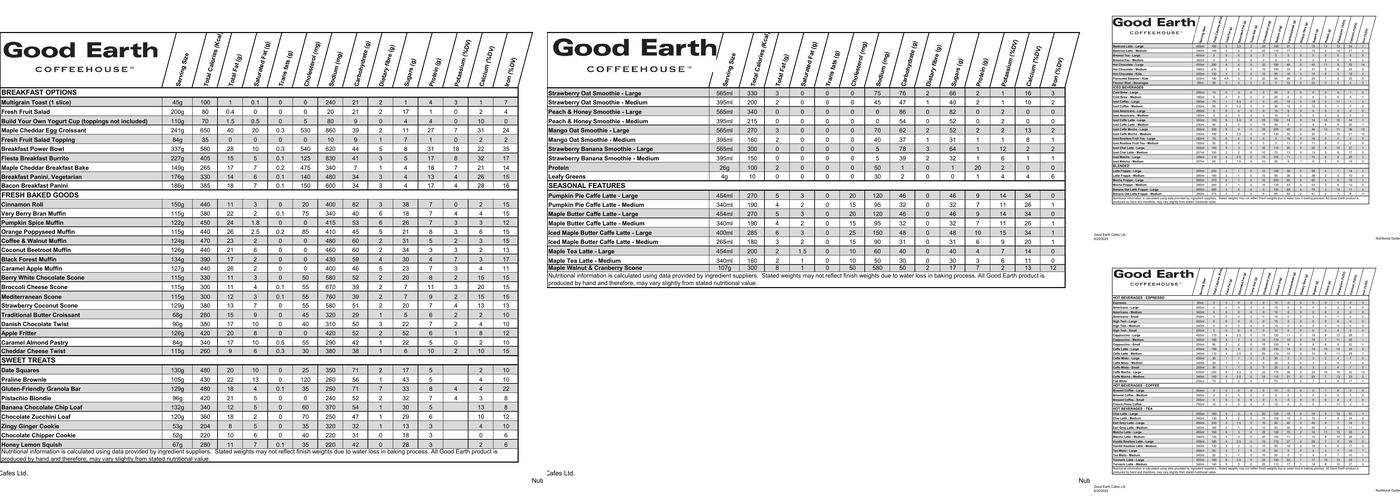 Good Earth Coffeehouse - Capital Park Menu