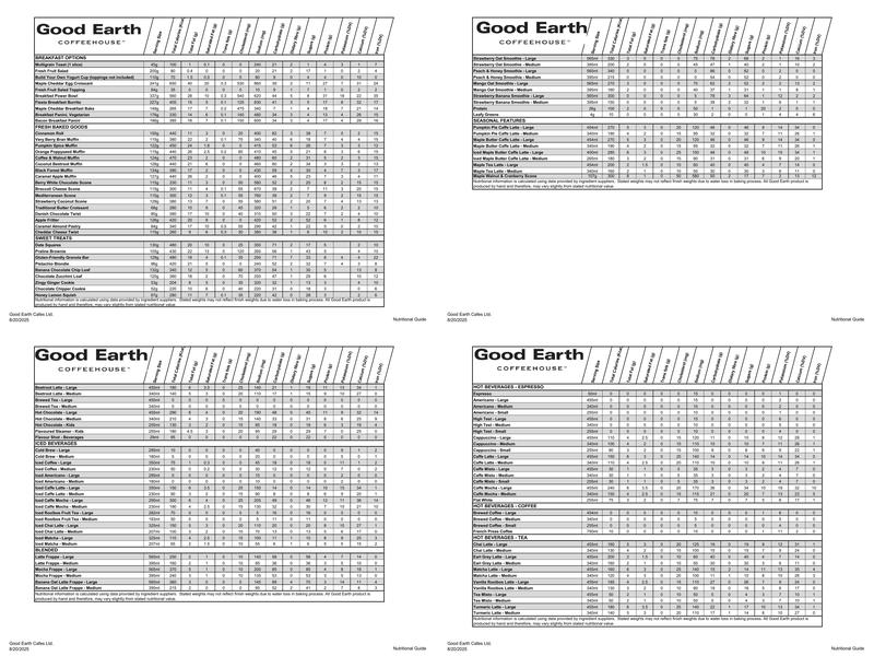 Good Earth Coffeehouse - Capital Park Menu