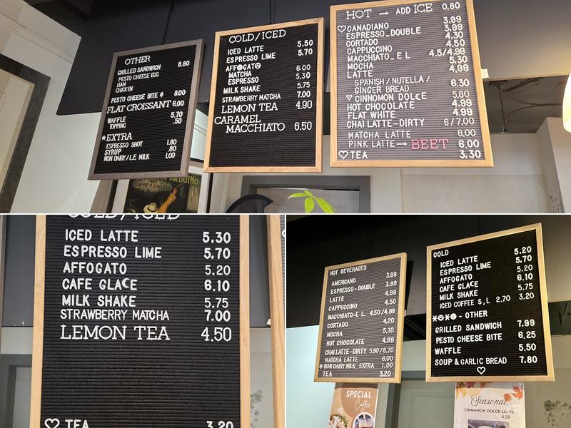 Oak cafe gallery Menu