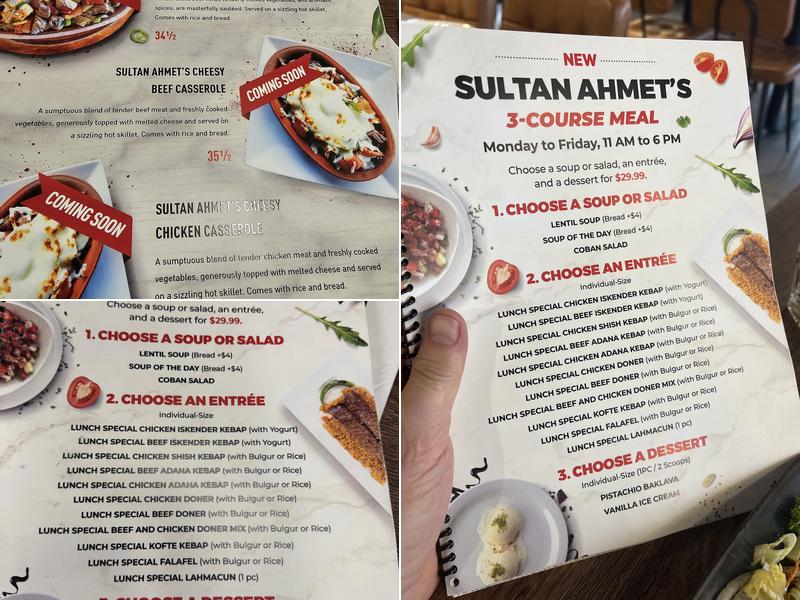 Sultan Ahmet Turkish Cuisine Ottawa Menu