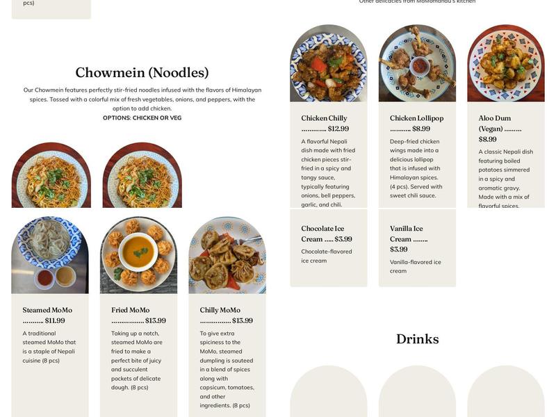MoMoMandu Menu