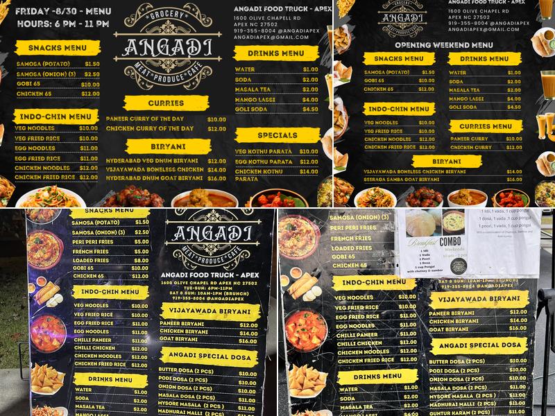 Angadi Food Truck - Apex Menu