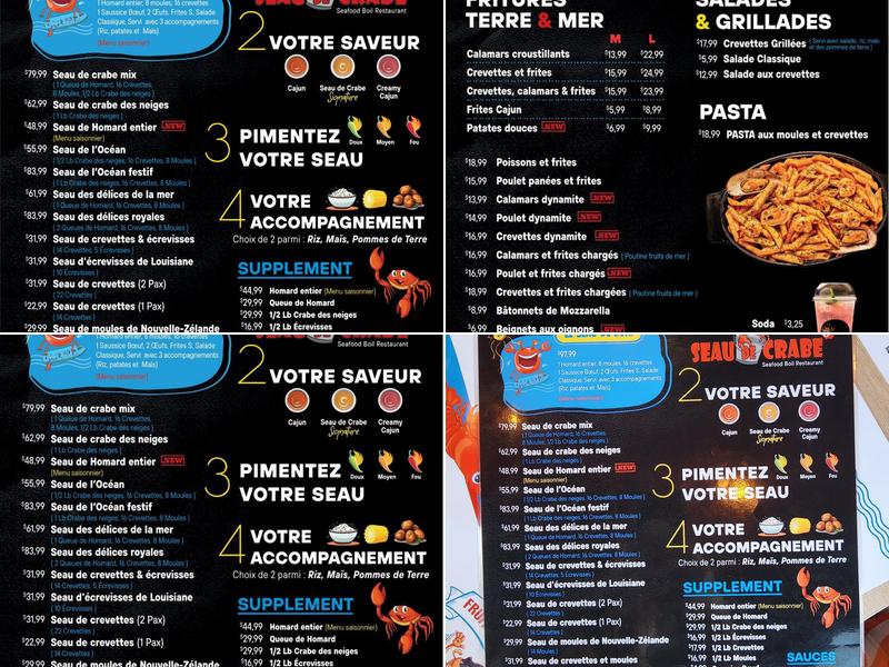Seau de Crabe Restaurant (Charlesbourg) Menu