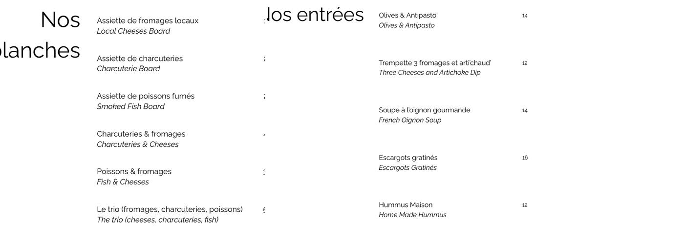 Le Petit Bar à Vin Menu