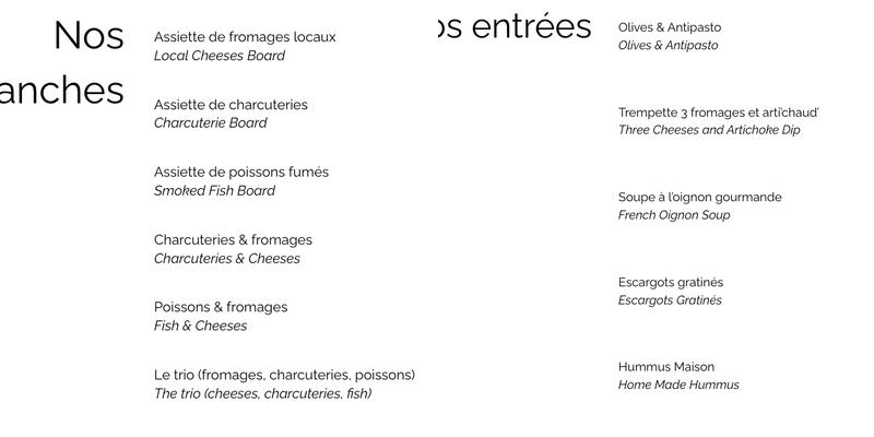 Le Petit Bar à Vin Menu