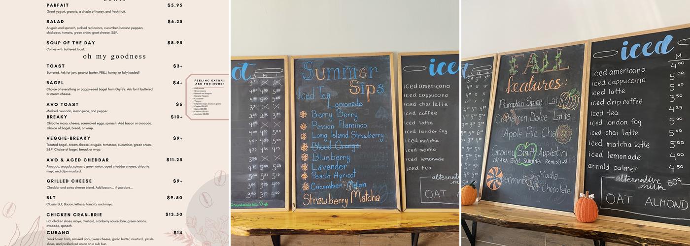 grounded. Coffeebar Menu