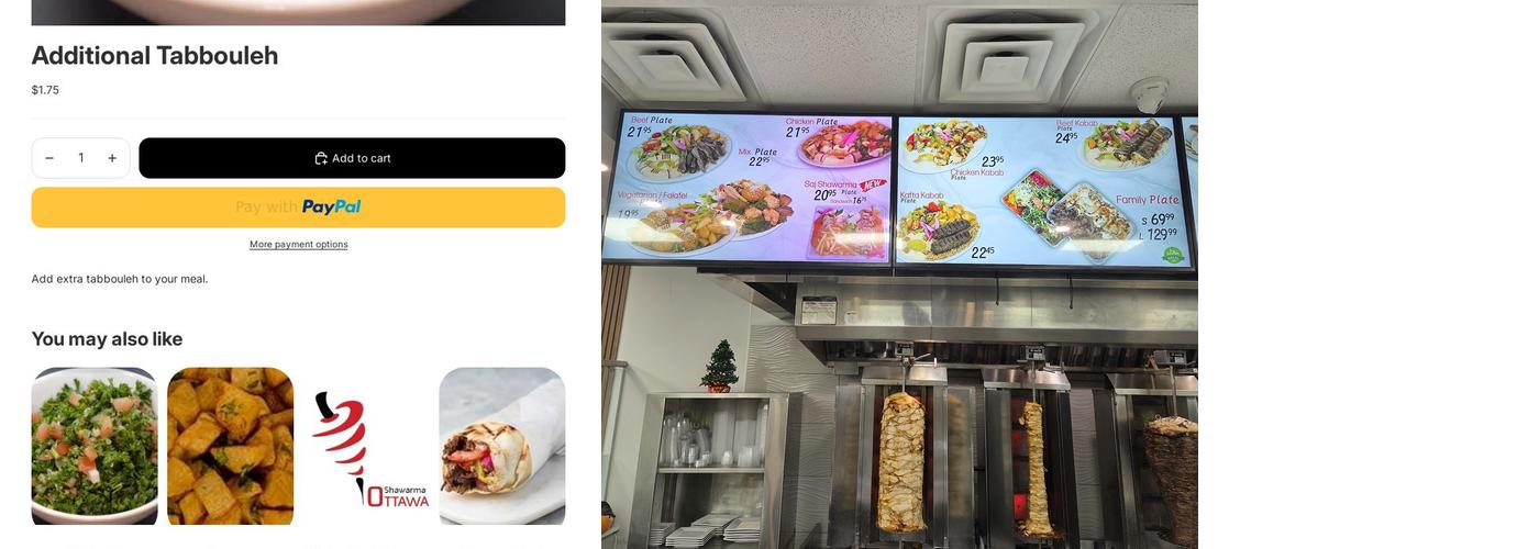 Ottawa Shawarma Menu