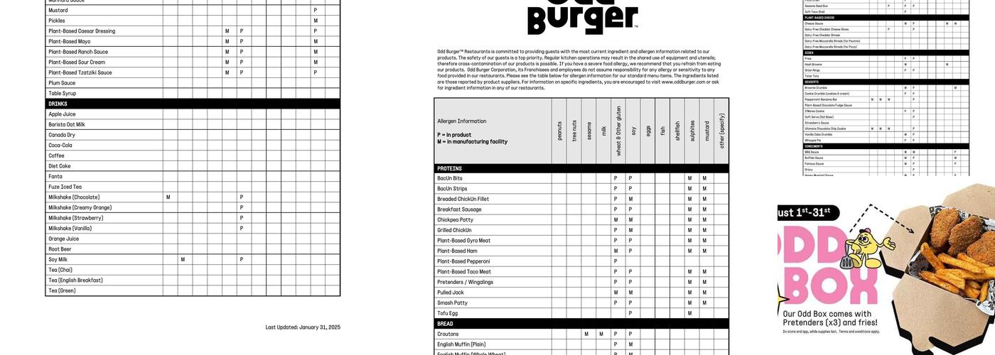 Odd Burger Menu