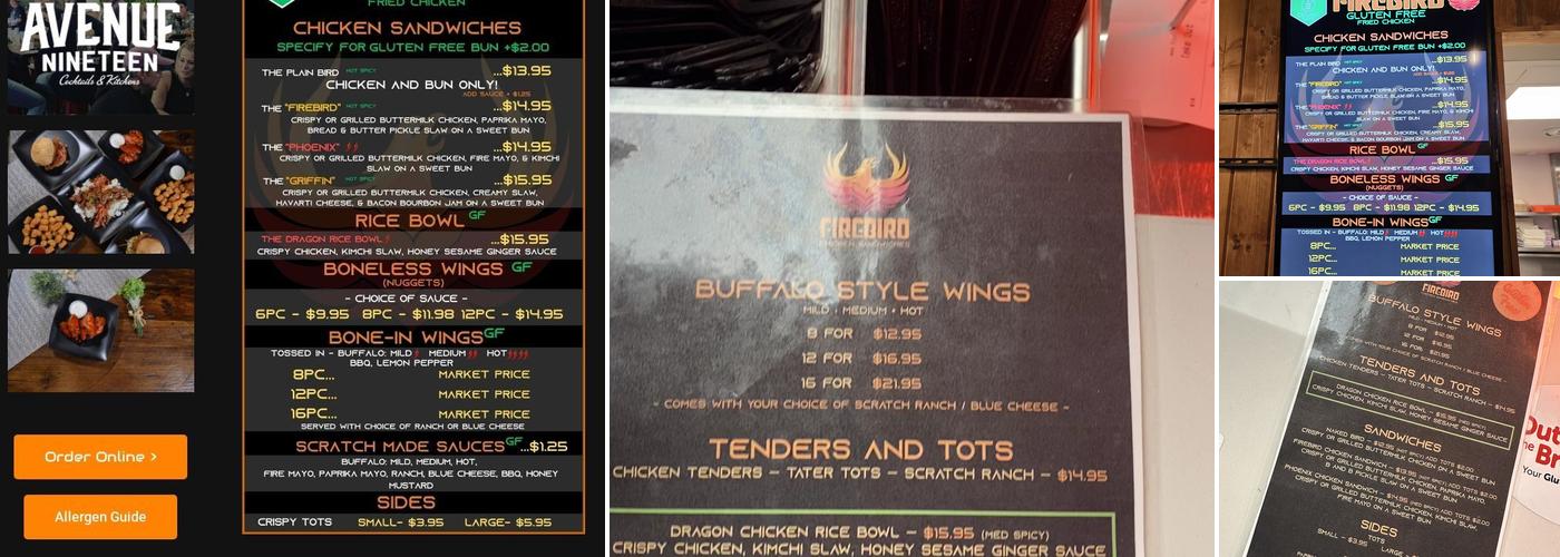 Firebird Chicken Sandwiches Gluten Free Chicken Menu