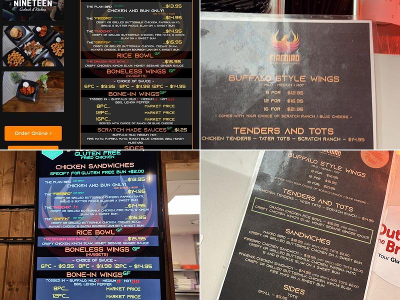 Firebird Chicken Sandwiches Gluten Free Chicken Menu
