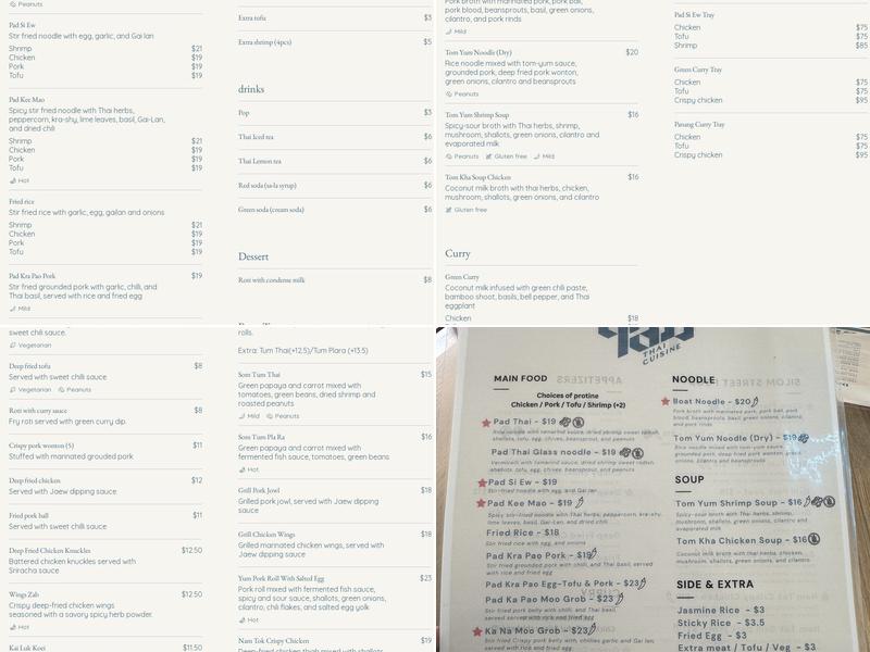 Silom Thai Cuisine Menu
