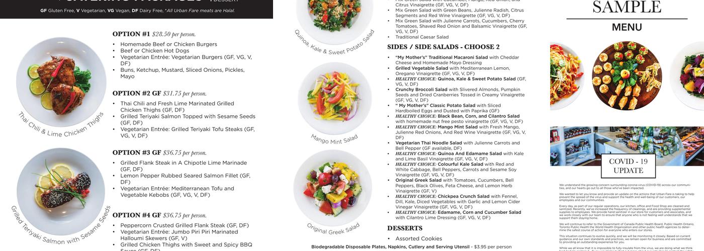 Urban Fare Food Shop Menu