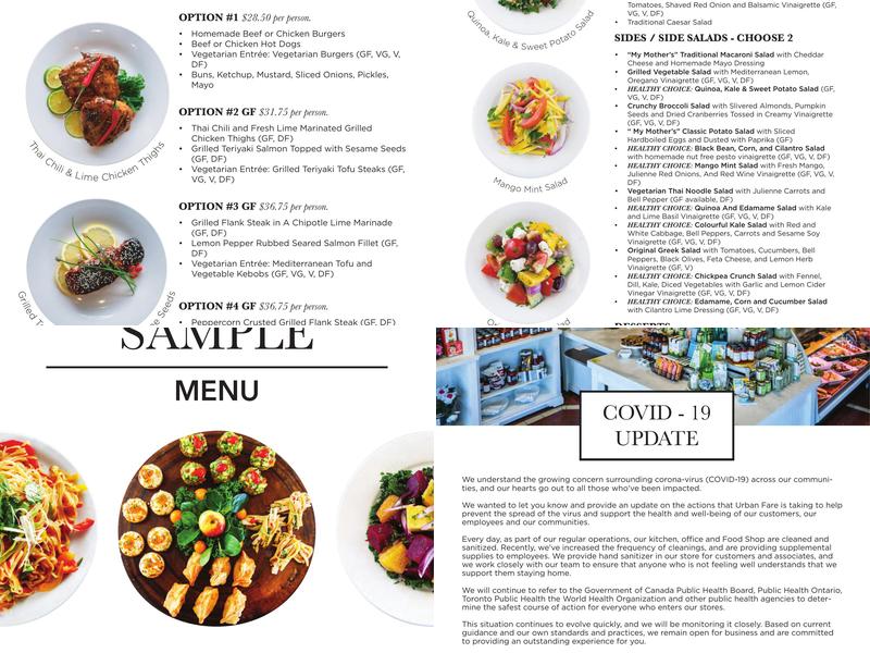 Urban Fare Food Shop Menu