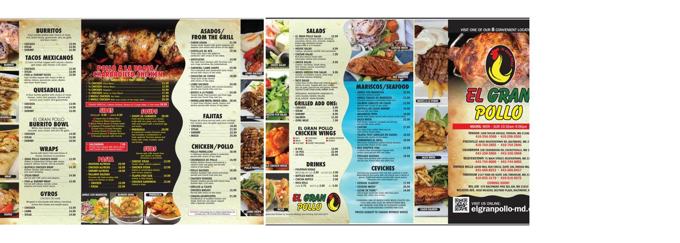 El Gran Pollo Wilkens Menu